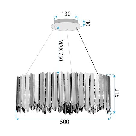 Lampa Sufitowa Wisząca App1763-8Cp Chrom, Metal