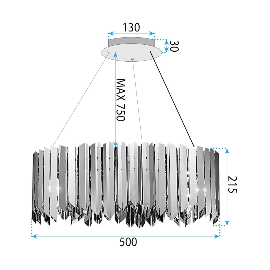 Lampa Sufitowa Wisząca App1763-8Cp Chrom, Metal