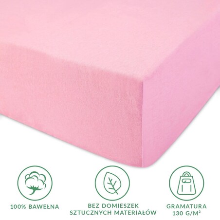 Prześcieradło jersey z gumką 60x120 kolor Jasny róż