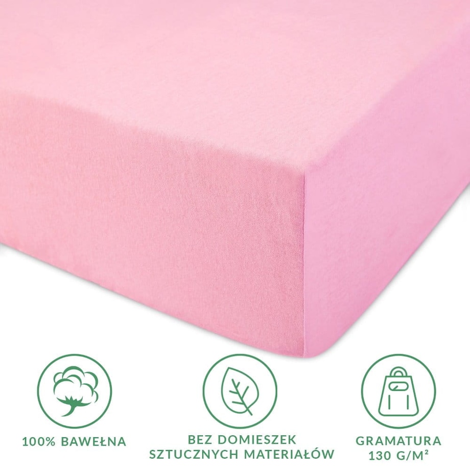 Prześcieradło jersey z gumką 60x120 kolor Jasny róż