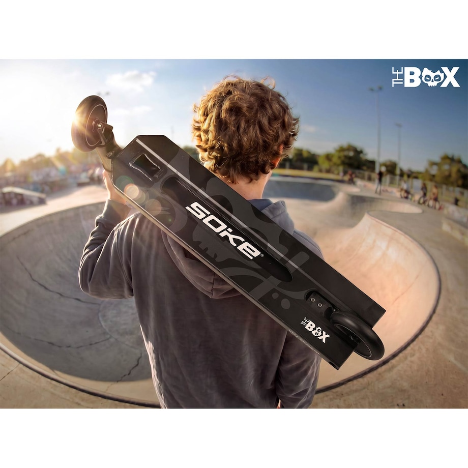 Hulajnoga wyczynowa Soke Box czarny SCS ABEC-9 Max Deck 140x553mm XXL zestaw