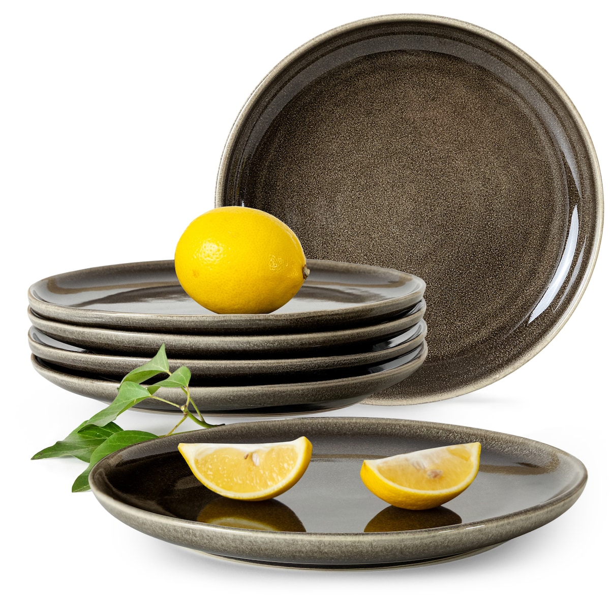 EDA Talerz deserowy 6 szt., brązowy/szary/beżowy