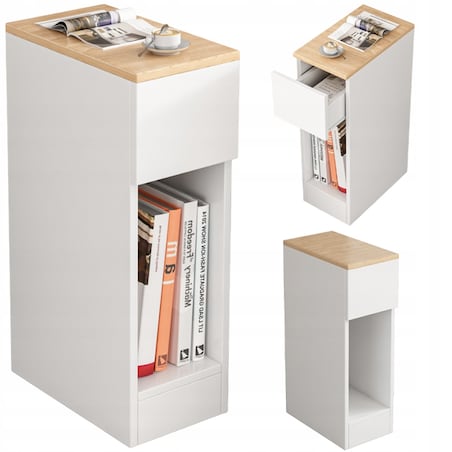 Szafka nocna wąska z szufladą stolik z półką nowoczesny loft sypialni 60 cm