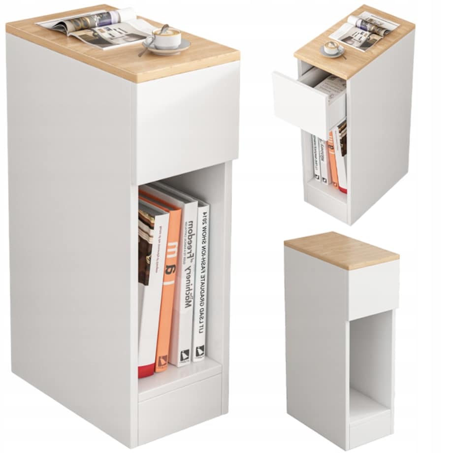 Szafka nocna wąska z szufladą stolik z półką nowoczesny loft sypialni 60 cm