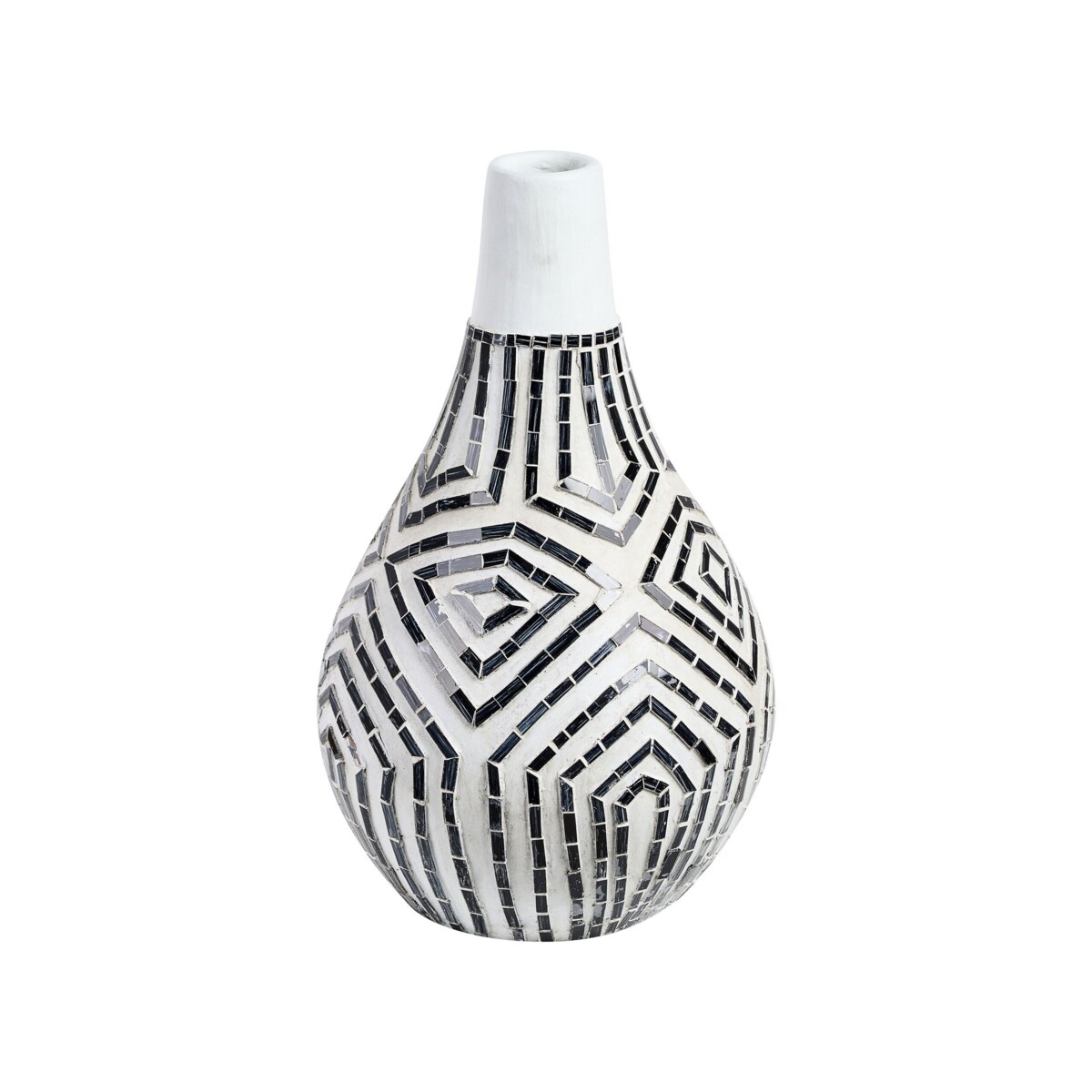 Wazon dekoracyjny z terakoty 50 cm czarno-biały OMBILIN
