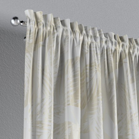 Zasłona na kanale z grzywką 1 szt. 130x260 ecru liście