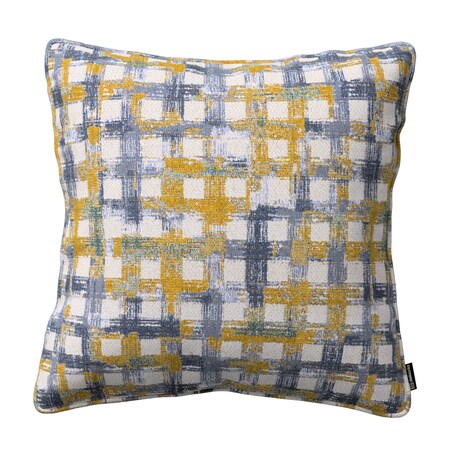 Poszewka Gabi na poduszkę 60x60 niebiesko-żółta krata na kremowym tle