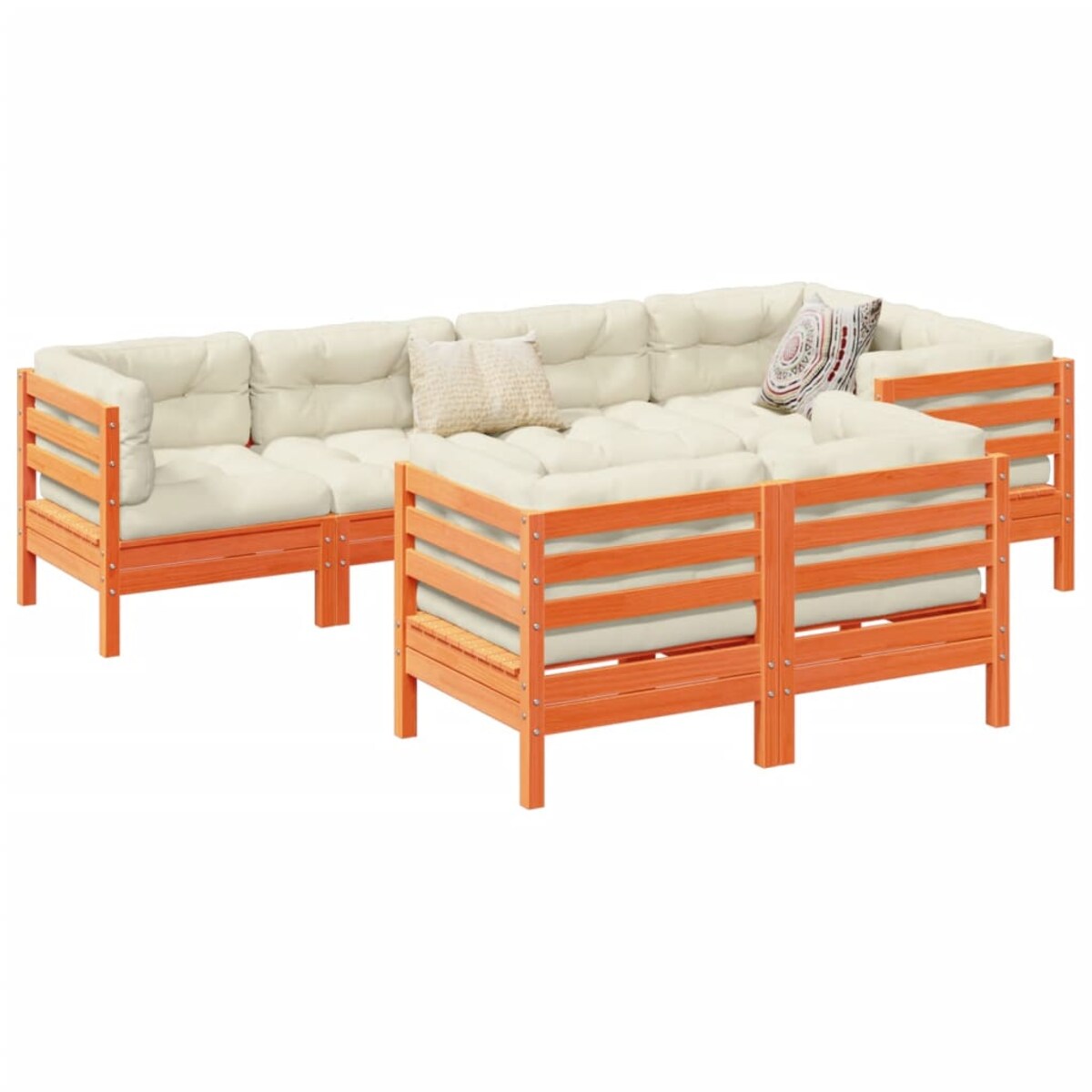 vidaXL 7-cz zestaw wypoczynkowy do ogrodu, z poduszkami, woskowy brąz