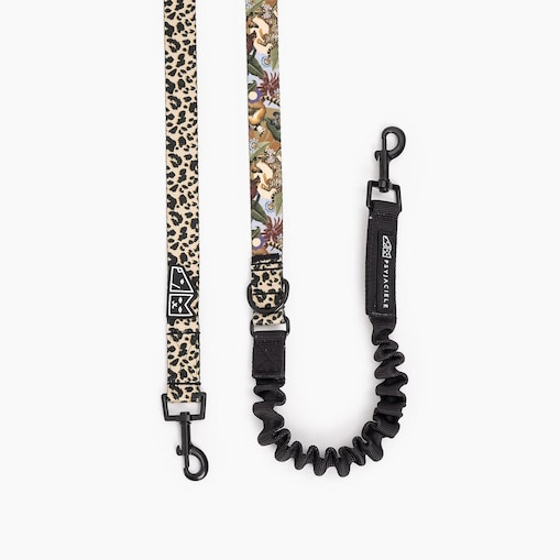 Smycz przepinana z amortyzatorem dla psa lub kota "Pan tera mi kupi" PANTERKĄ DO GÓRY - Szerokość taśmy: 25mm, Rozmiar: S oraz Rodzaj: Duży karabinek