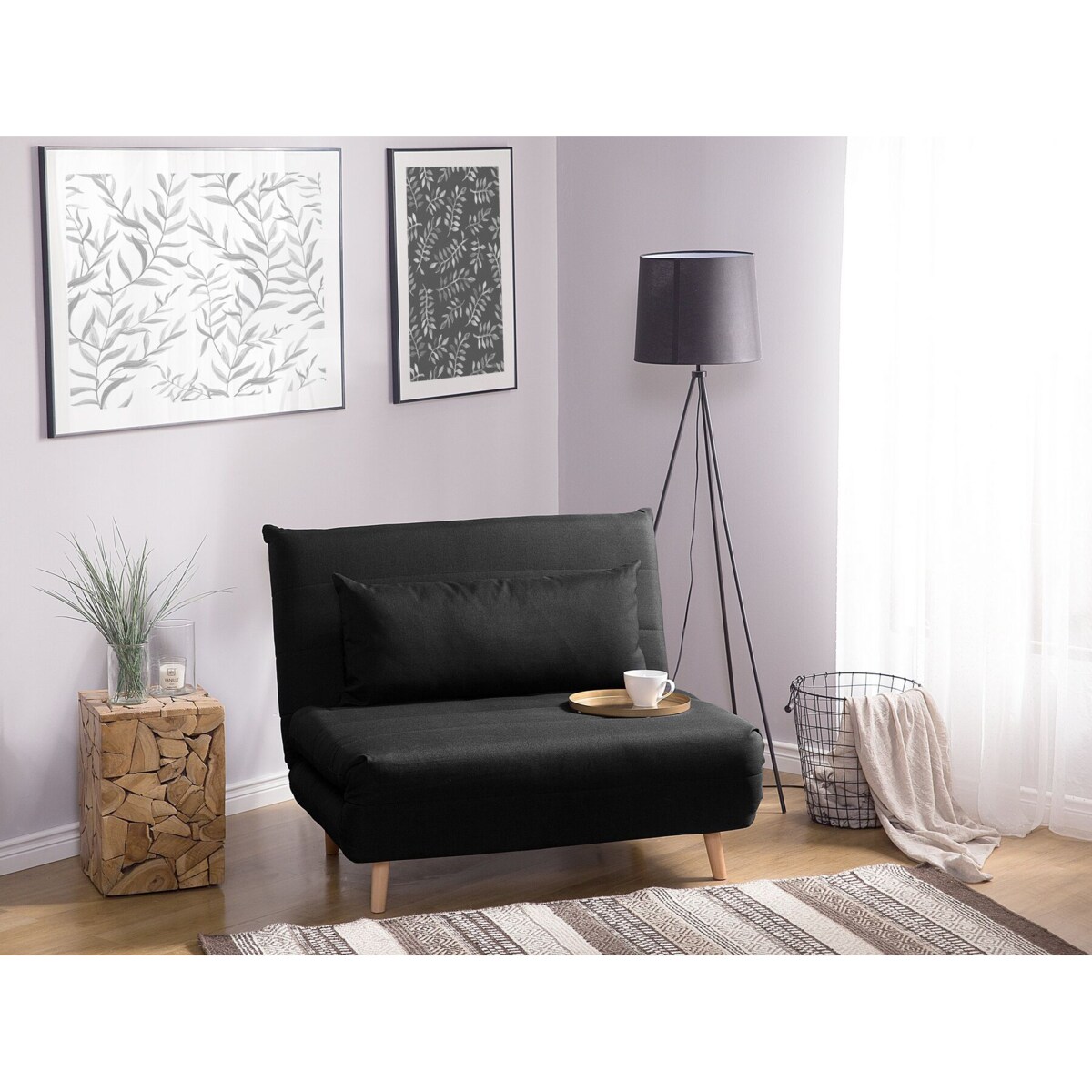 Sofa rozkładana czarna SETTEN