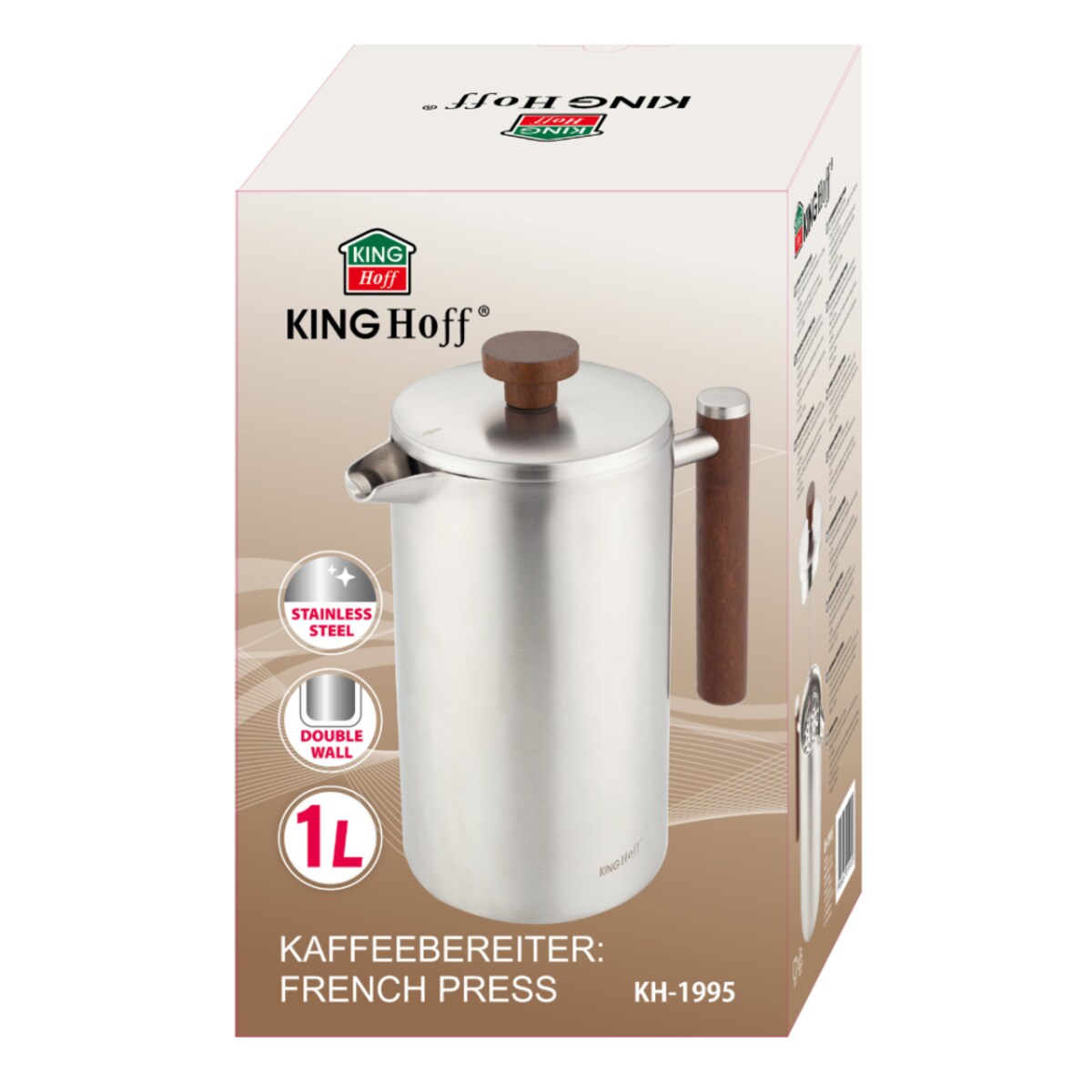 Kinghoff zaparzacz tłokowy do kawy herbaty 1l 64465