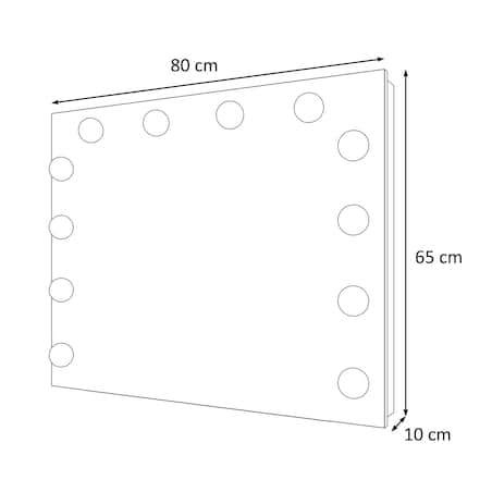 Toaletka BLANCO GLAMOUR ELITE 100x42x81 cm, biały wysoki połysk, lustro z 12 LED, push open