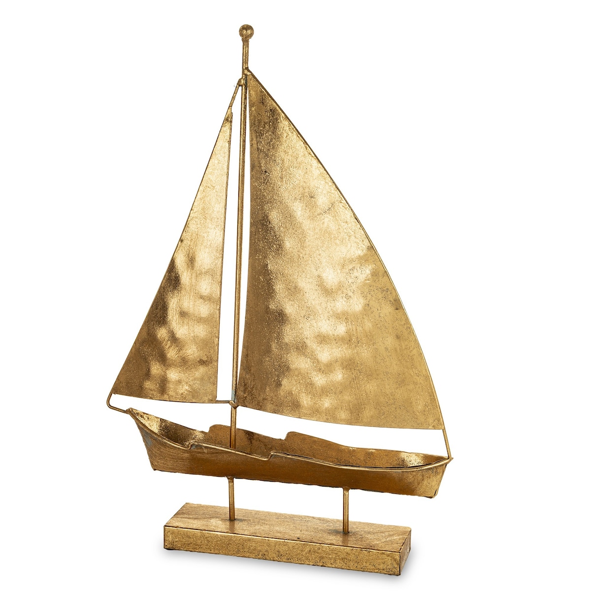 Dekoracja - złota żaglówka 43x31x6 cm KURUN z 2 żaglami