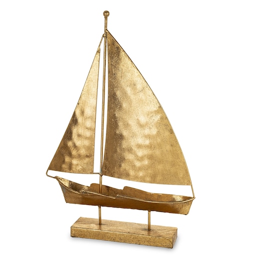 Dekoracja - złota żaglówka 43x31x6 cm KURUN z 2 żaglami