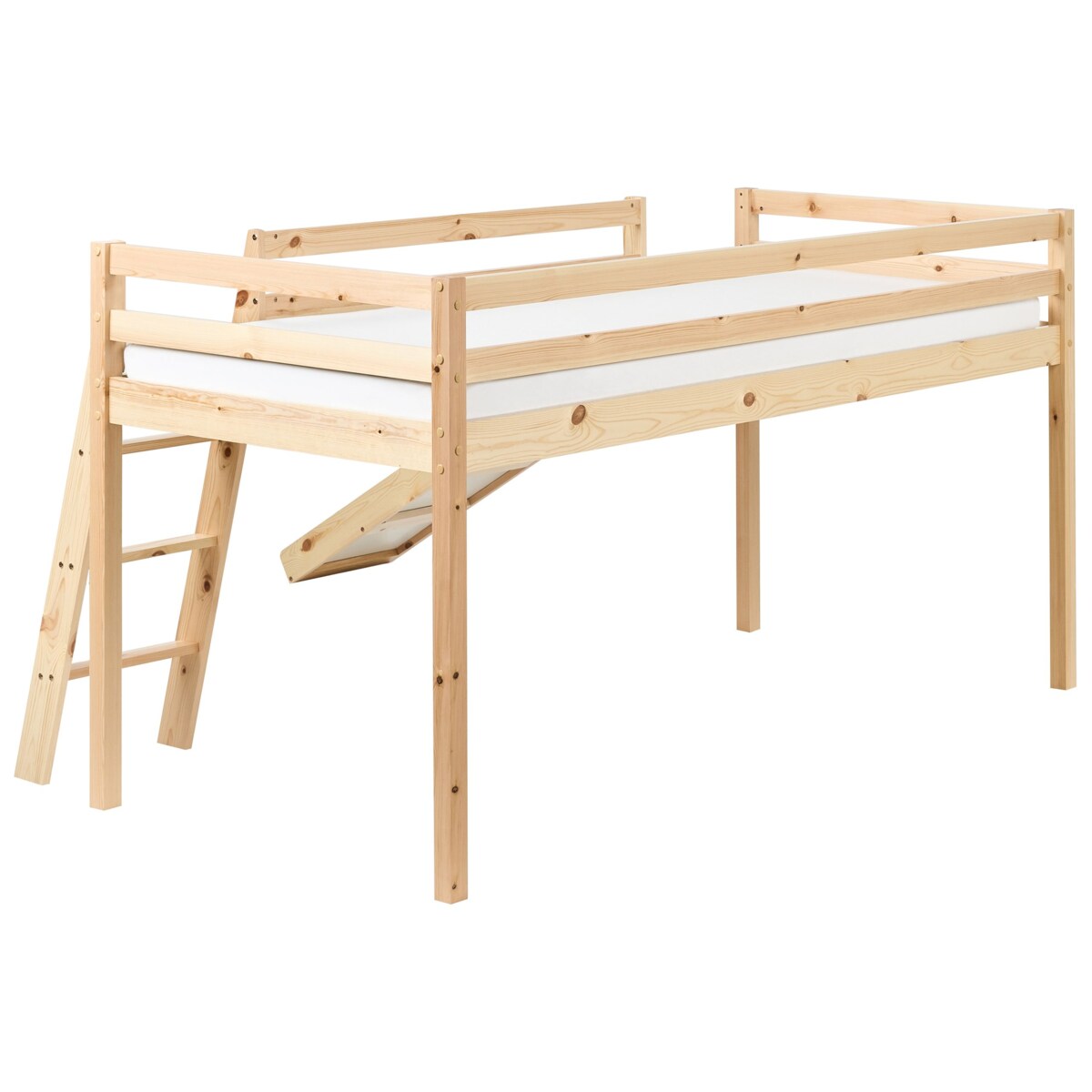 Łóżko na antresoli Drewno sosnowe STAPLE 90 x 200 cm Jasnobrązowy