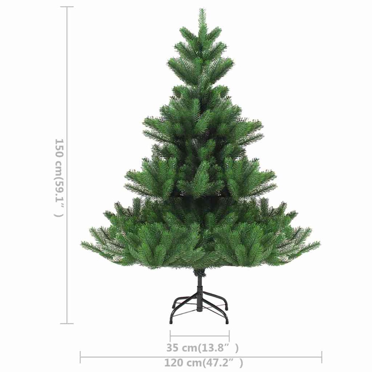 vidaXL Sztuczna jodła kaukaska z LED i bombkami, zielona, 150 cm