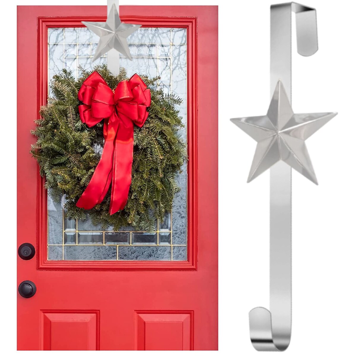 Świąteczny wieszak na drzwi gwiazda 37cm 301079