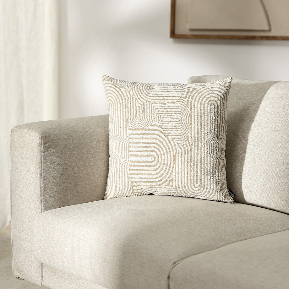 Poszewka Kinga na poduszkę 43x43 beżowe łuki na kremowym tle