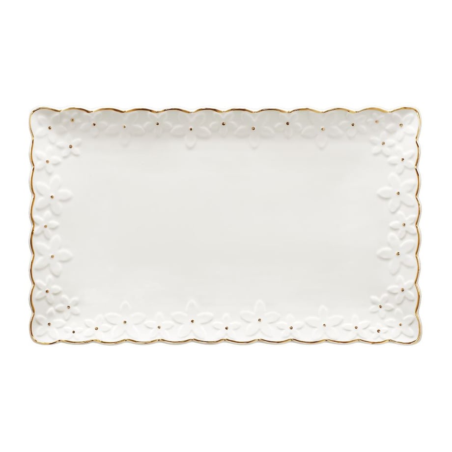 VILLA ITALIA Półmisek prostokątny Talerz do ciasta porcelanowy 31 cm FIORELLA