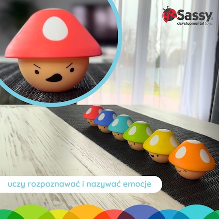 Psotne grzybki sorter dla dzieci – zabawka edukacyjna 12 mies.+, Sassy