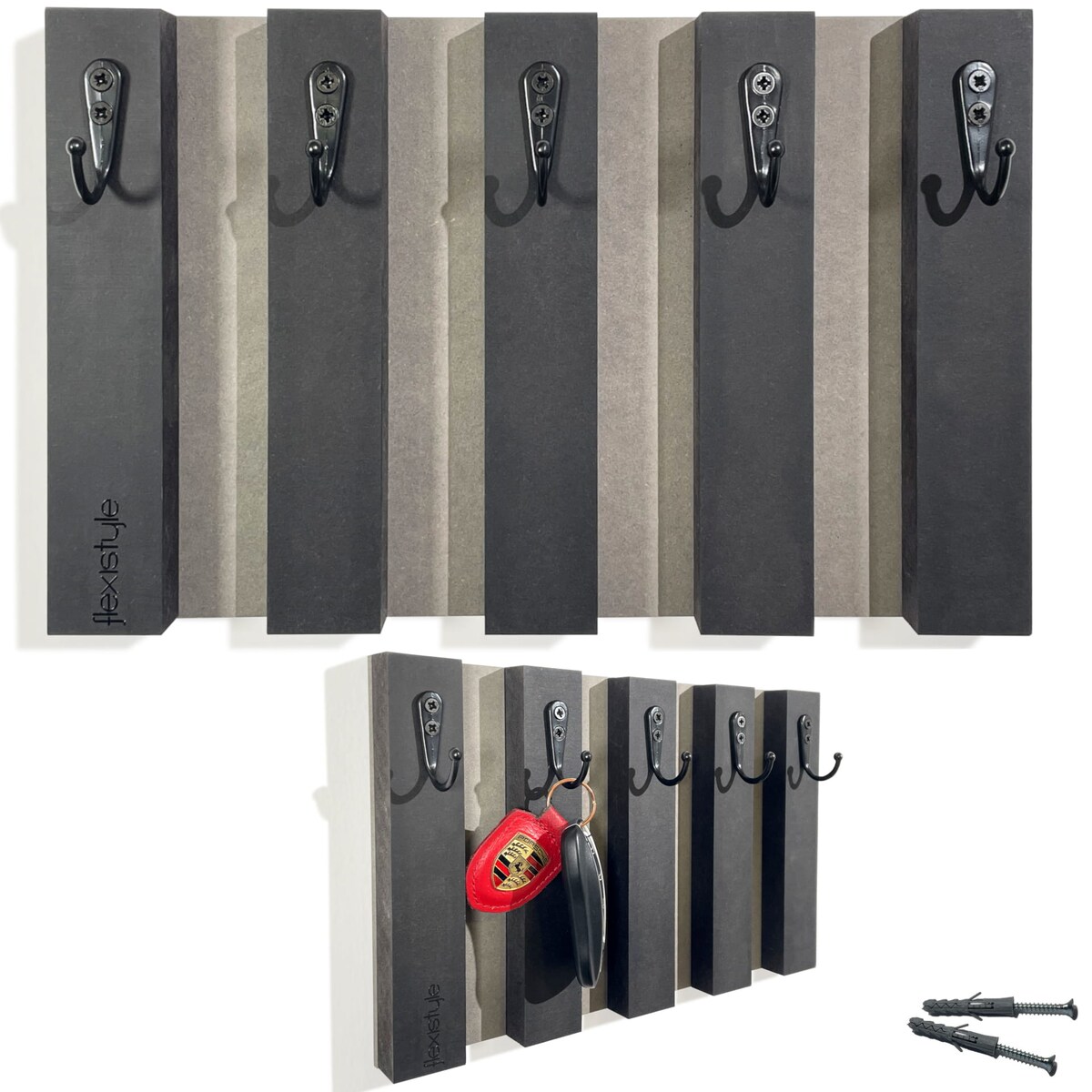 Drewniany wieszak na klucze Lamele 30cm czarny