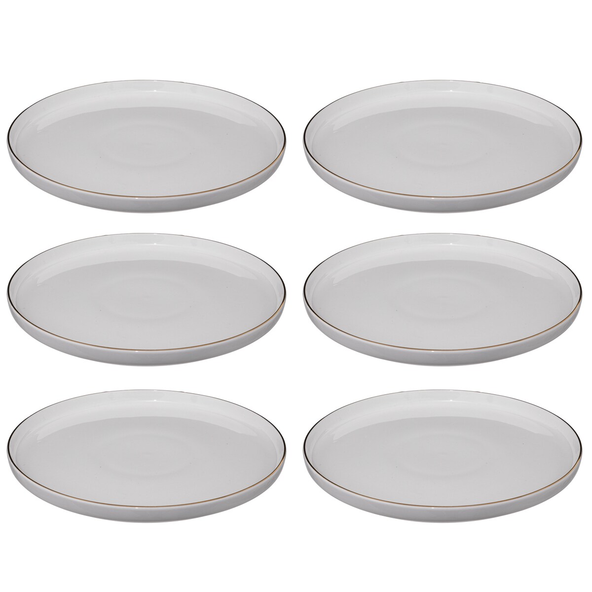 Talerze obiadowe porcelanowe SUBLIMA, złota obwódka, 6 sztuk x Ø 27 cm