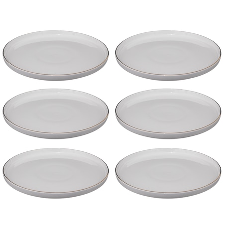 Talerze obiadowe porcelanowe SUBLIMA, złota obwódka, 6 sztuk x Ø 27 cm