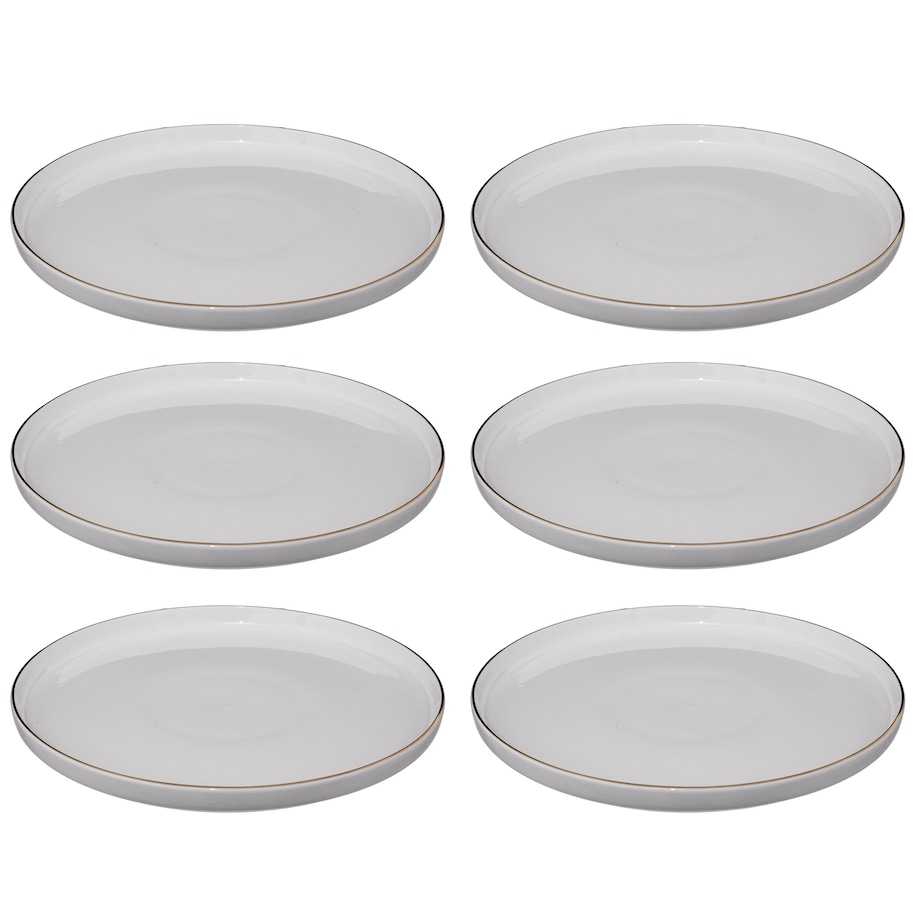 Talerze obiadowe porcelanowe SUBLIMA, złota obwódka, 6 sztuk x Ø 27 cm