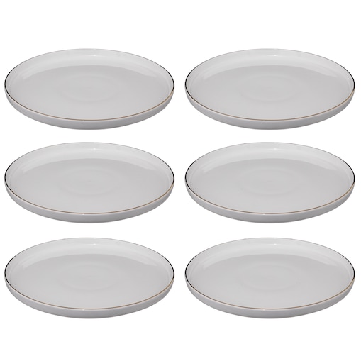 Talerze obiadowe porcelanowe SUBLIMA, złota obwódka, 6 sztuk x Ø 27 cm