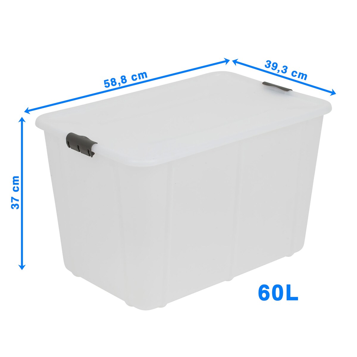 Pojemnik Plastikowy Pudełko 60 L Plastikowe Zamykany Z Pokrywką Pudło Box Do Przechowywania Na Zabawki Dokumenty Ubrania Mleczne
