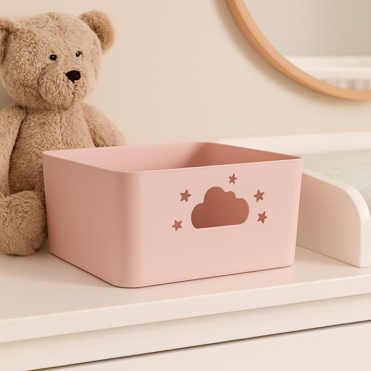 Koszyk do przechowywania NEBULA z uchwytami w kształcie chmurki i gwiazdki, wys. 11 cm