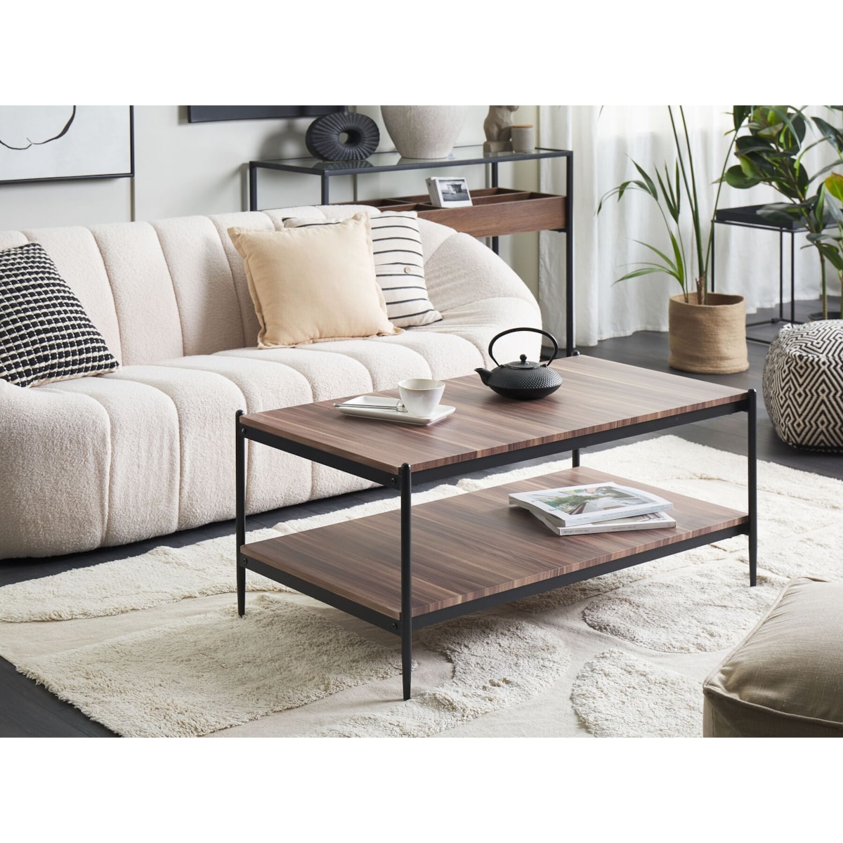 Stolik kawowy ciemne drewno z czarnym AVOCA