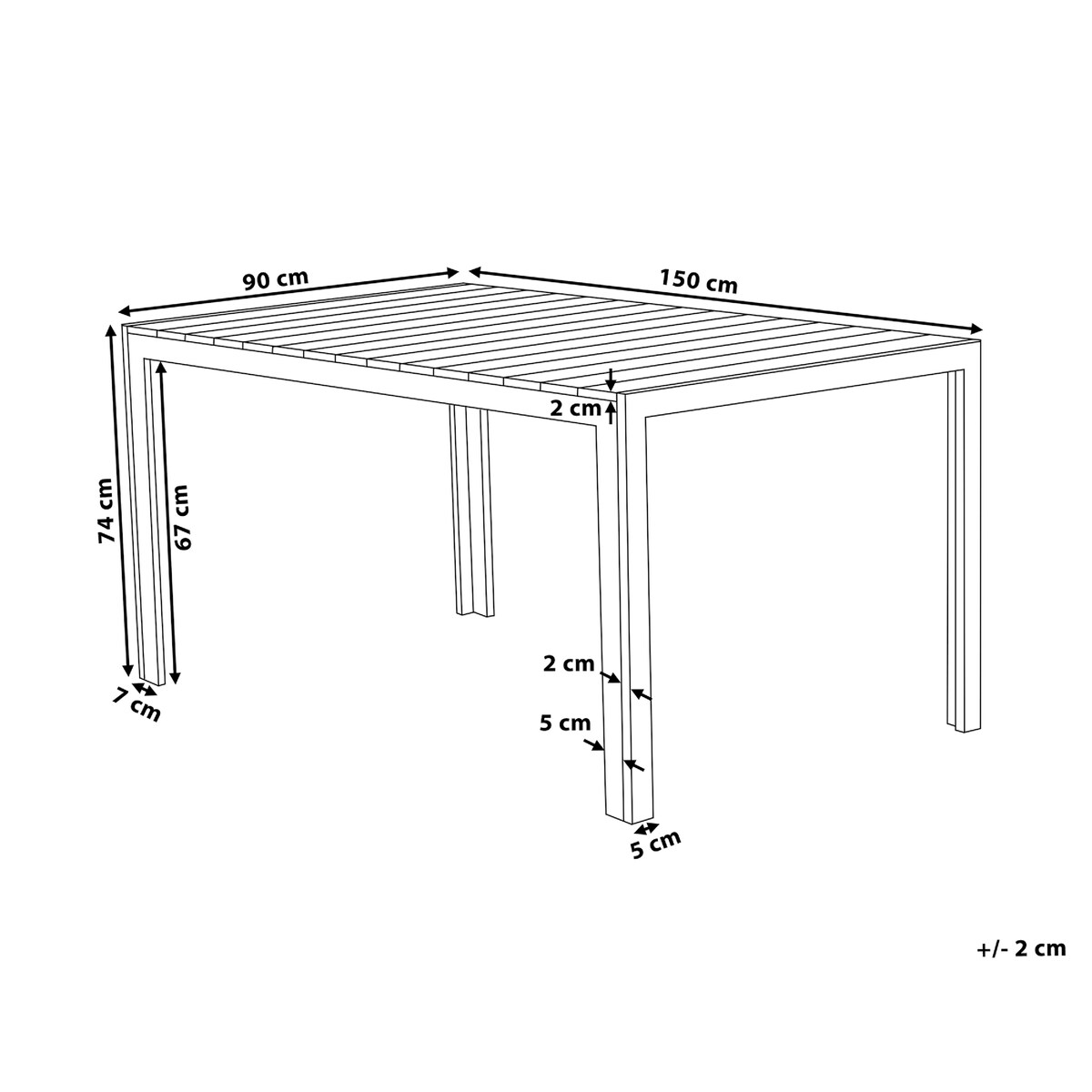 Stół ogrodowy dla 6 osób COMO 150 cm 90 cm Beżowy