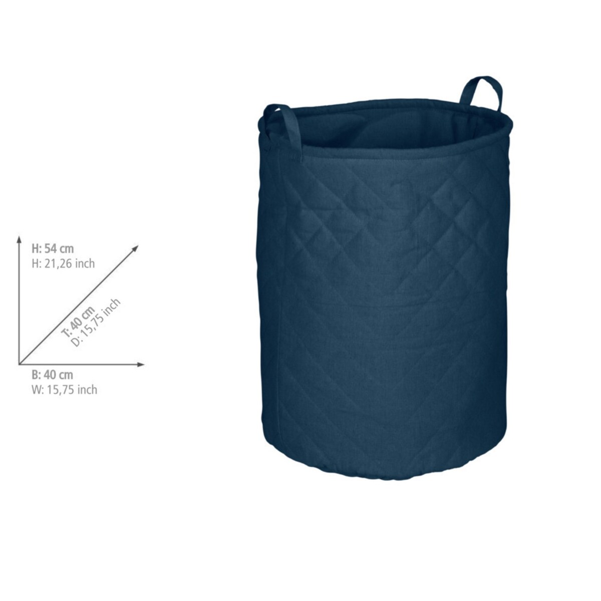 Kosz na pranie pikowany 54x40x40 cm TRAPUNTA granatowy