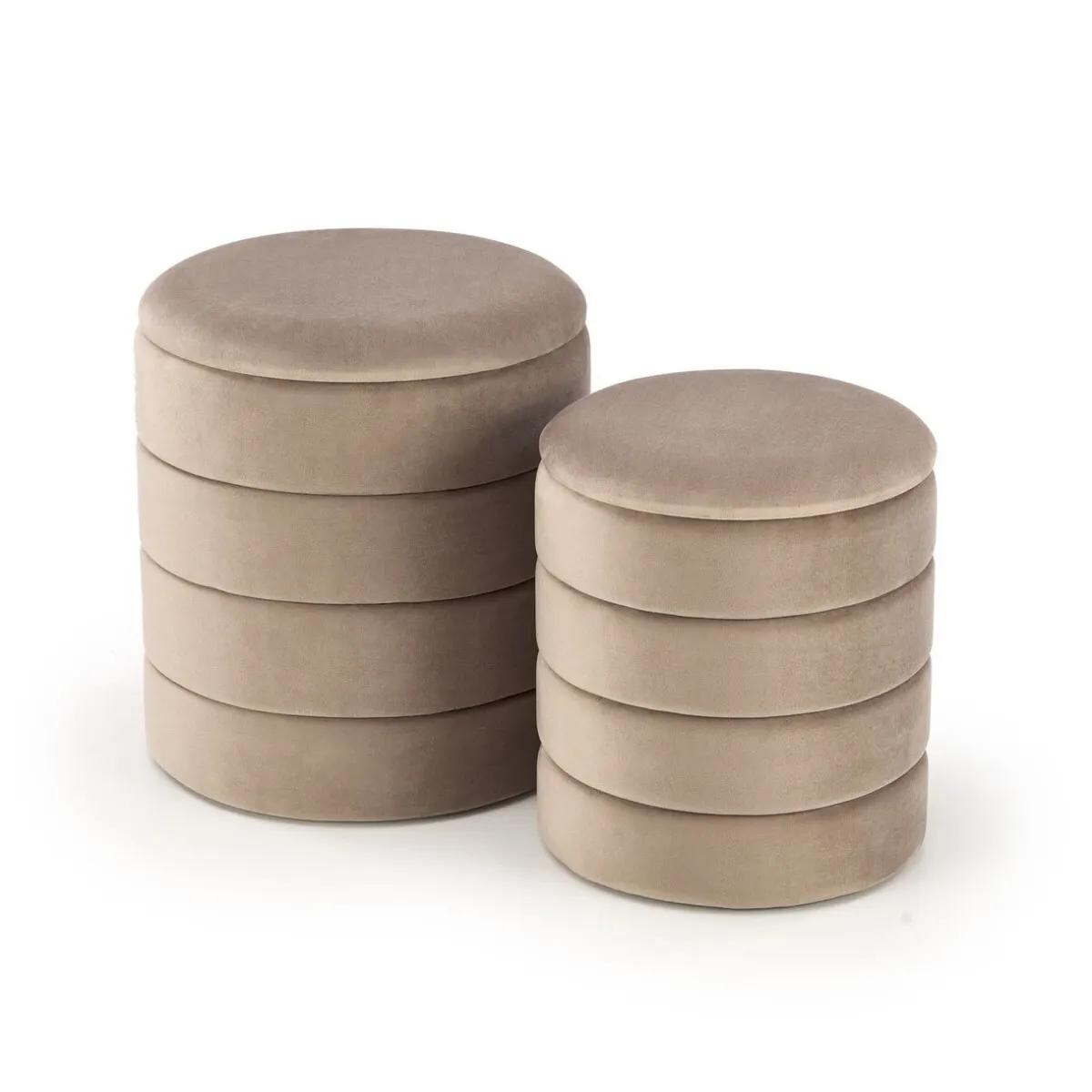 Zestaw puf PACHO VELVET beżowe ze schowkiem