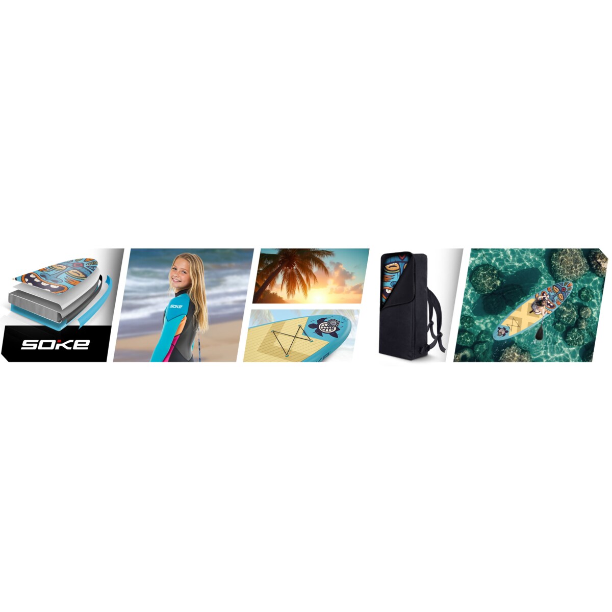 Deska SUP do pływania pompowana Paddle Aquasurf 275cm Soke ZESTAW