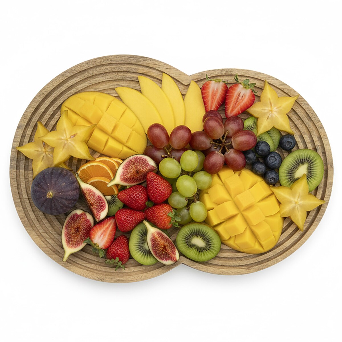 Deska Do Serwowania Drewniana Duża Okrągła Kuchenna Solidna 48X33 Cm Brązowa (Dwa Koła)