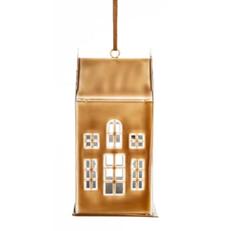 Dekoracja - domek metalowy kawowy 19x9x9,5 cm KOFFIE