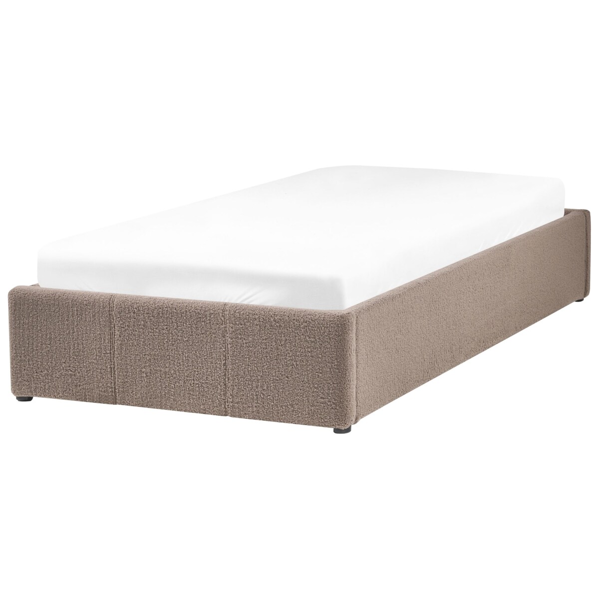 Łóżko z pojemnikiem bez zagłówka Boucle DINAN 90 x 200 cm Beżowoszary