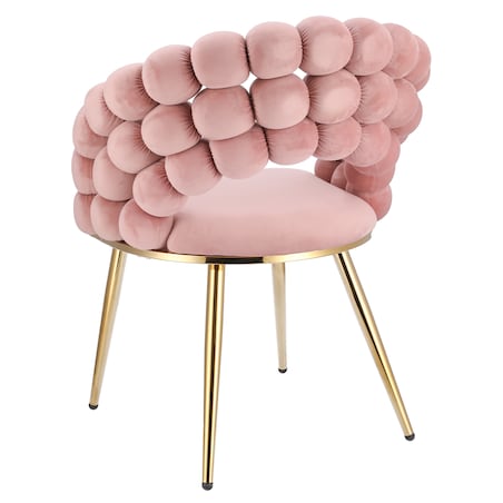 Krzesło welurowe tapicerowane BELLA różowe