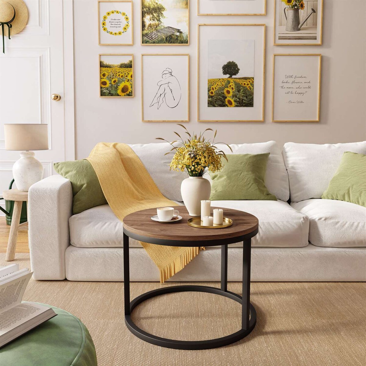 Okrągły stolik kawowy CIRI czarny dąb stirling