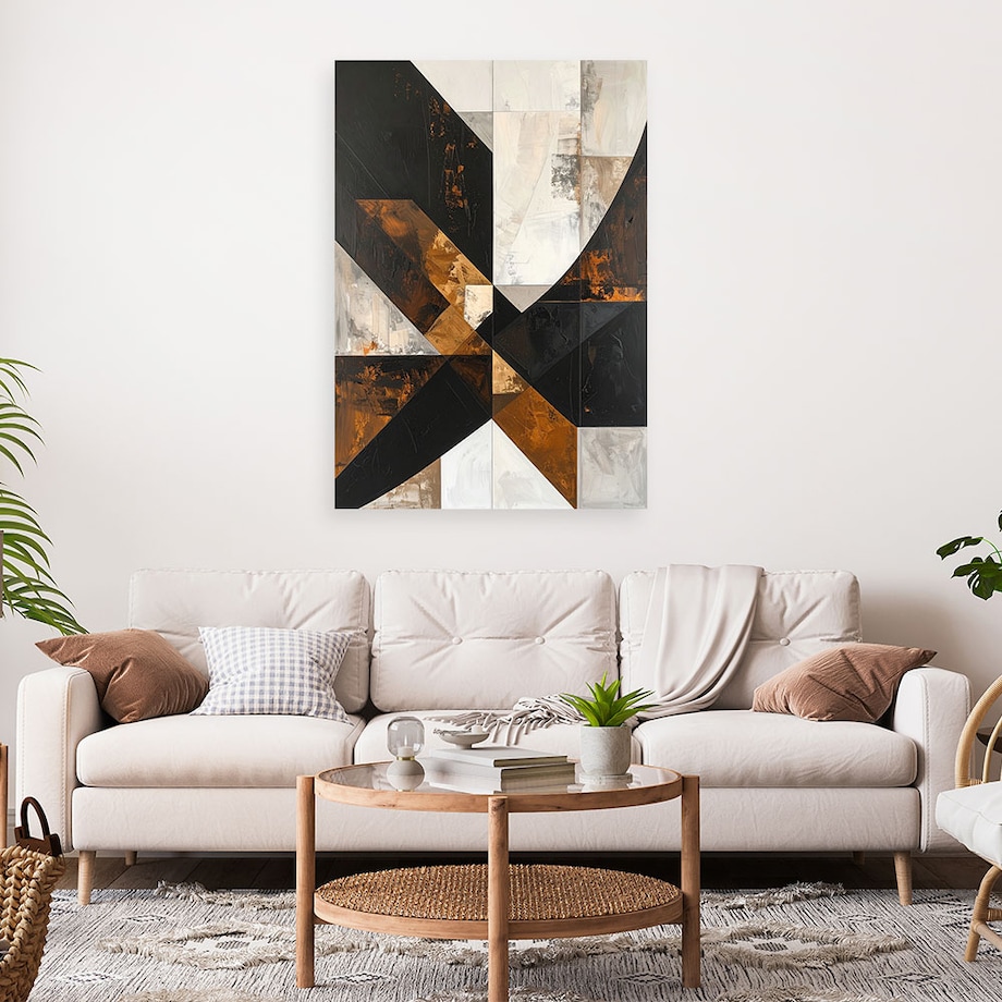 Obraz do salonu sypialni biura loftu, Geometryczna abstrakcja tekstura brązowy