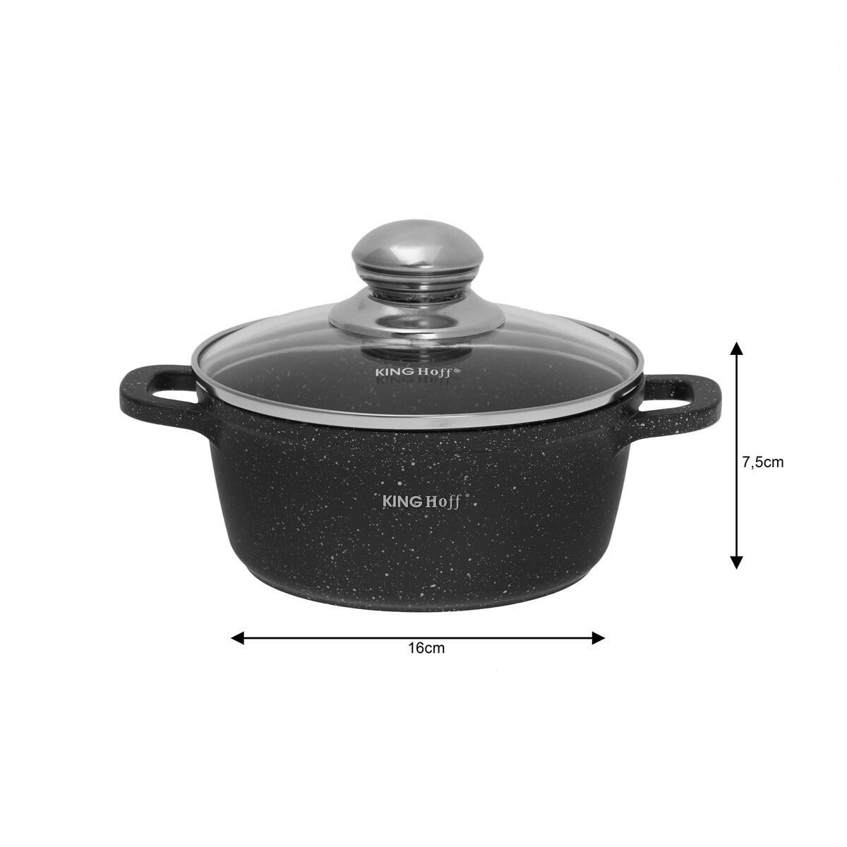 Garnek z powłoką marmurową 1.3L 16cm indukcja gaz KINGHOFF