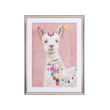 Obraz w ramie lama 60 x 80 cm różowy BALALA