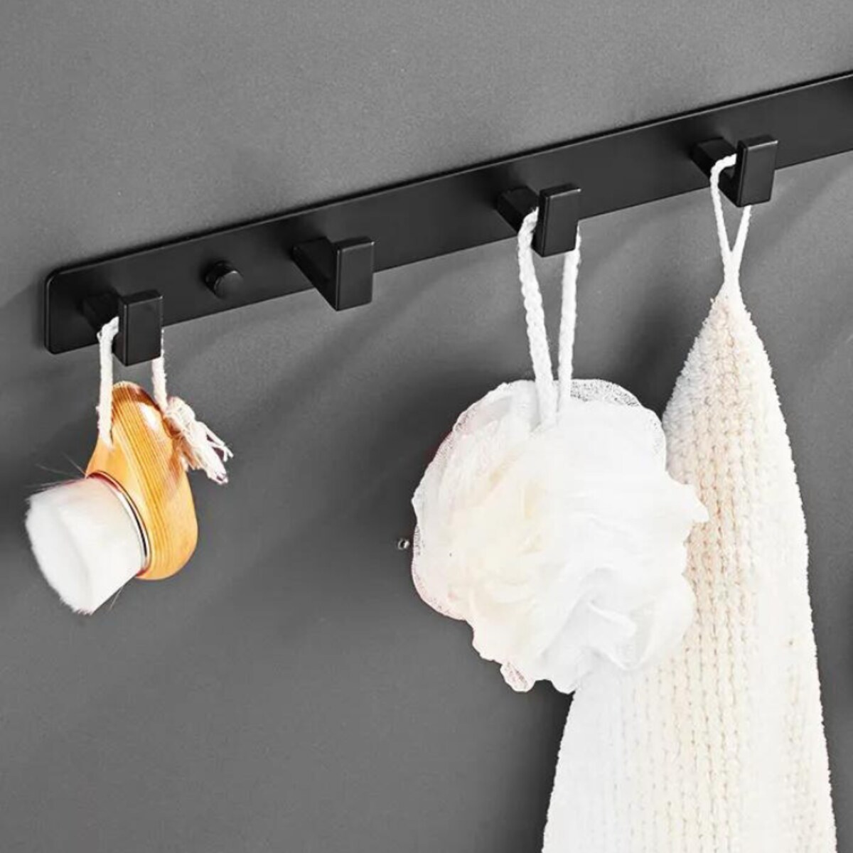 Wieszak ścienny czarny do łazienki kuchni przedpokoju haczyk