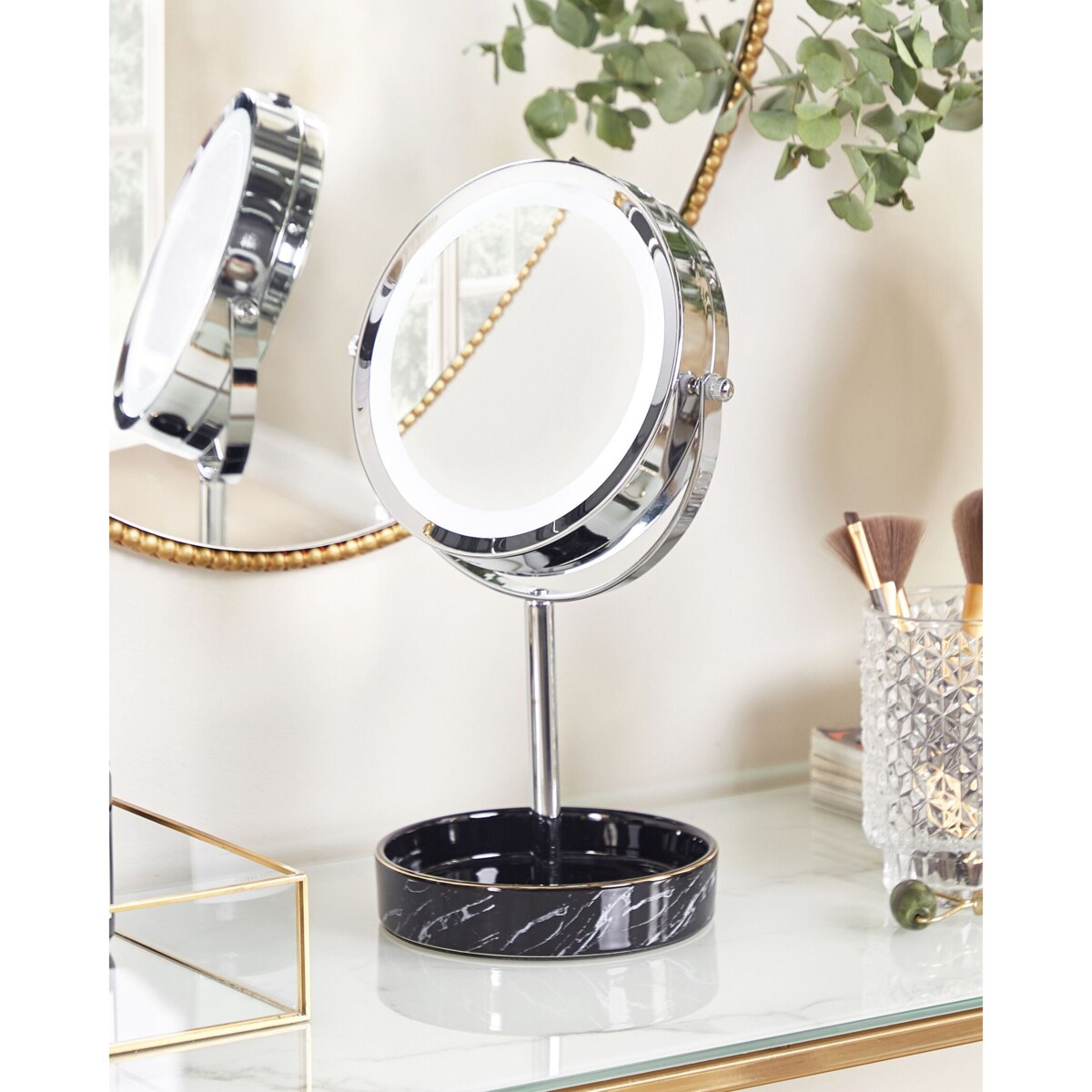 Lusterko kosmetyczne LED SAVOIE Czarny/ srebrny