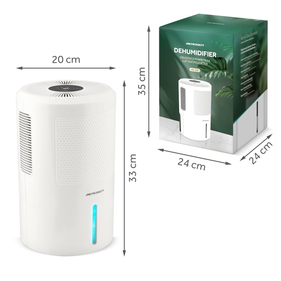 Osuszacz powietrza pochłaniacz wilgoci 60W timer led 353000 Berdsen