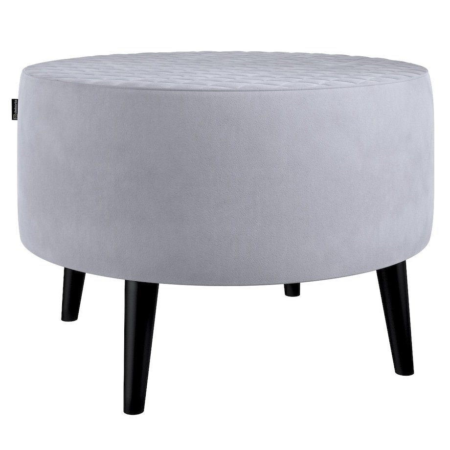 Podnóżek okrągły pikowany, srebrzysty szary, Ø60 x 40 cm, Velvet