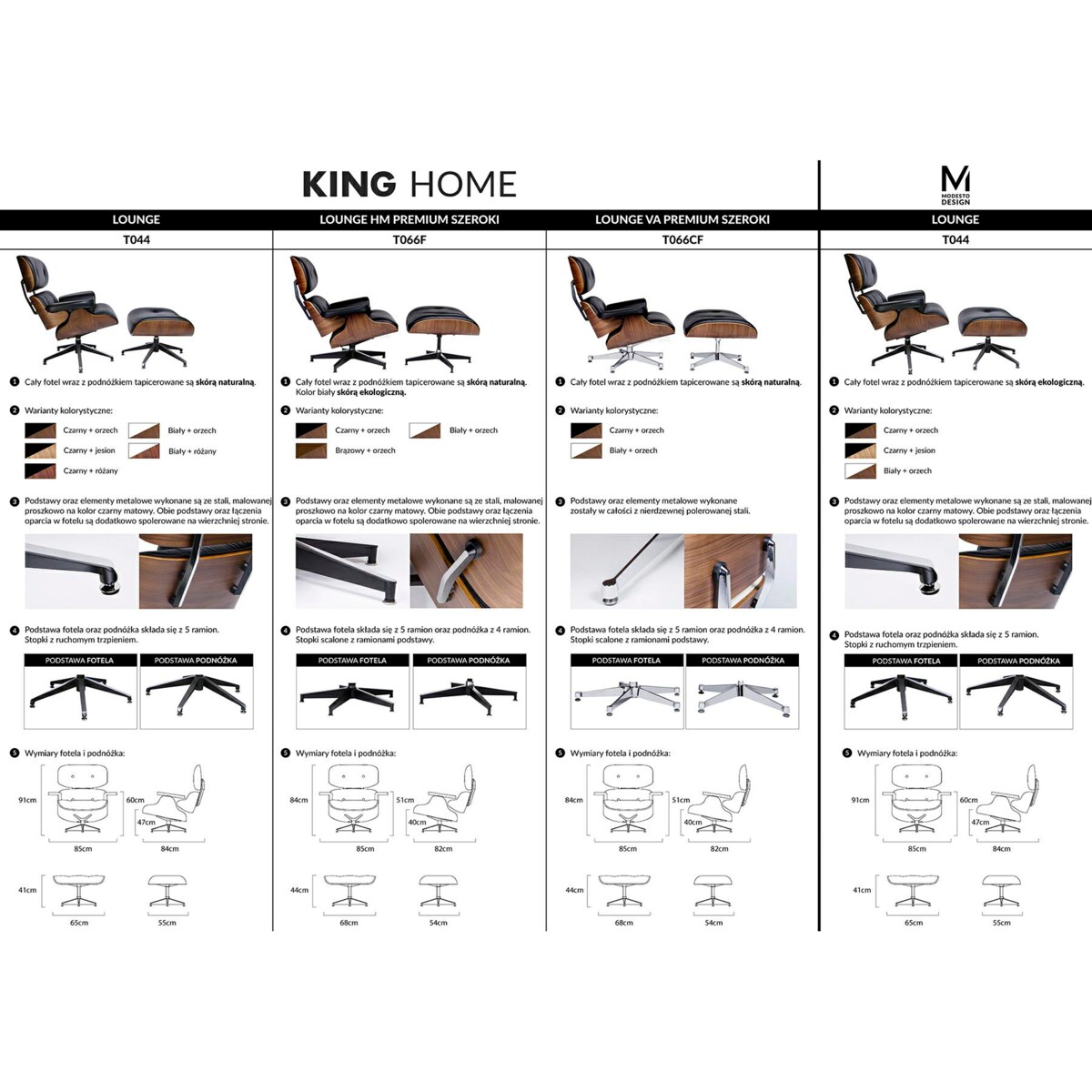 Fotel LOUNGE HM brązowy / orzech z podnóżkiem
