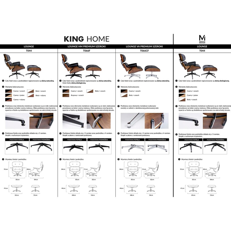 Fotel LOUNGE HM brązowy / orzech z podnóżkiem